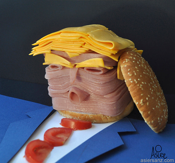 Donald Trump made in a shape of a burger