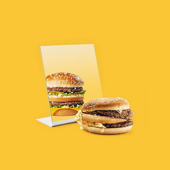 burger in a mirror