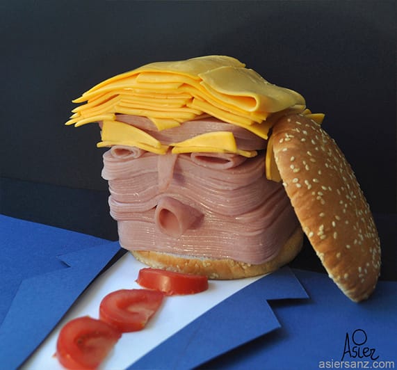 Donald Trump made in a shape of a burger