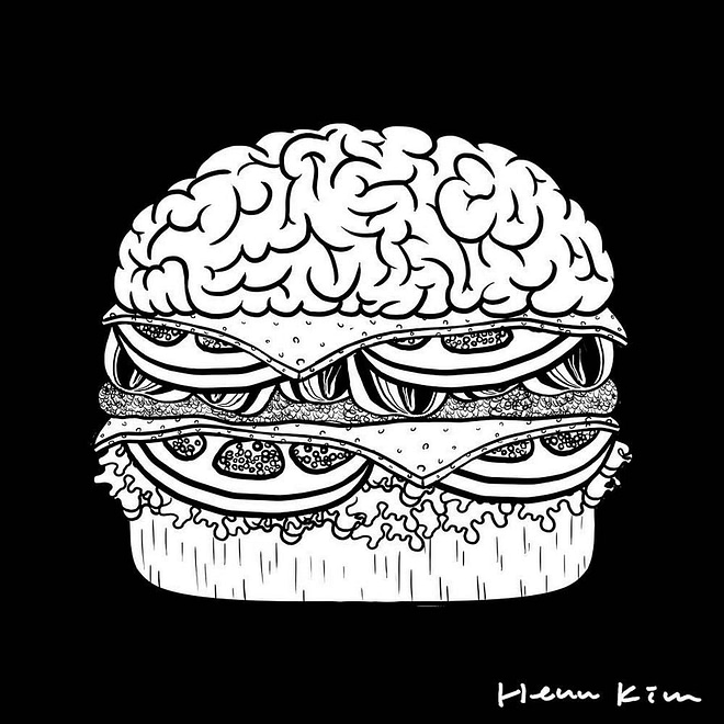 illustration of a burger with brain